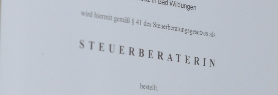 Urkunde Steuerberaterin Christina Willershausen Urkunde Bestellung zur Steuerberaterin